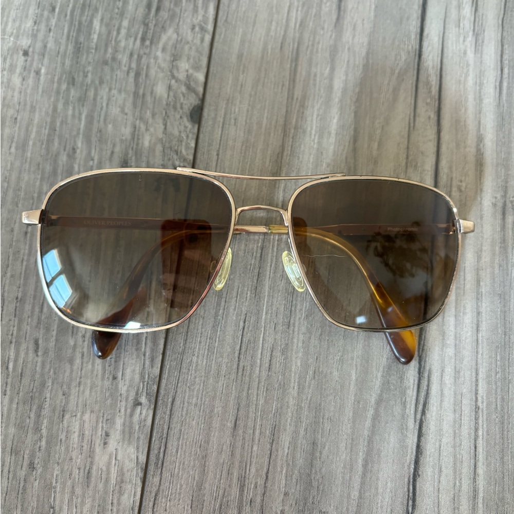Oliver Peoples Brown Aviator Sunglasses
